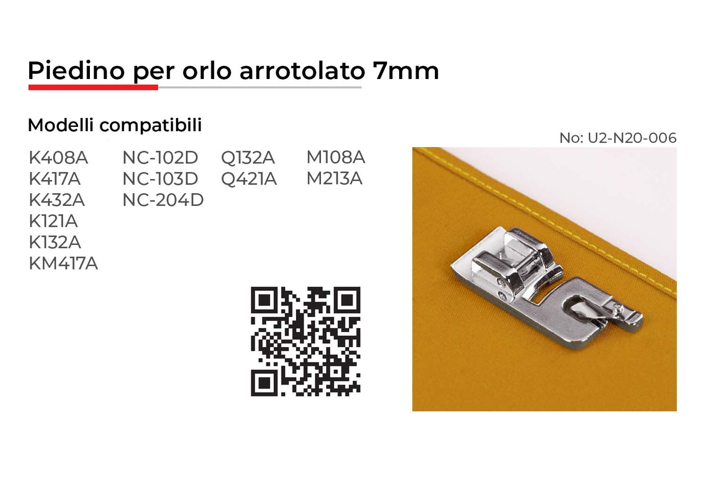 NECCHI PIEDINO PER ORLO ARROTOLATO 7MM
