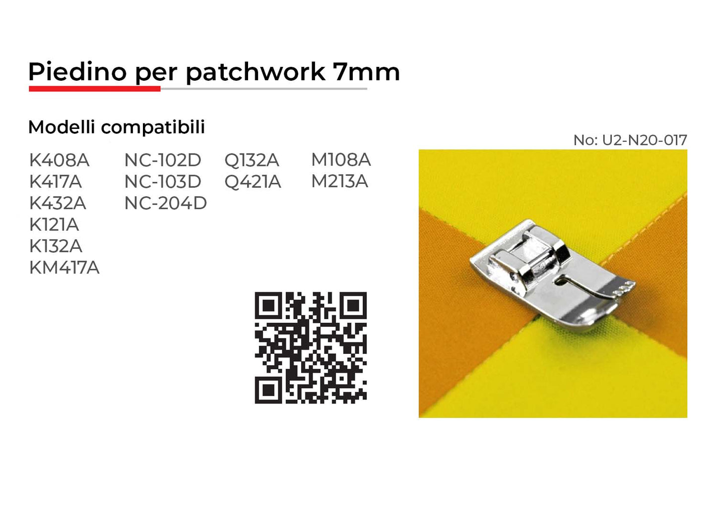 NECCHI PIEDINO PER PATCHWORK 7MM
