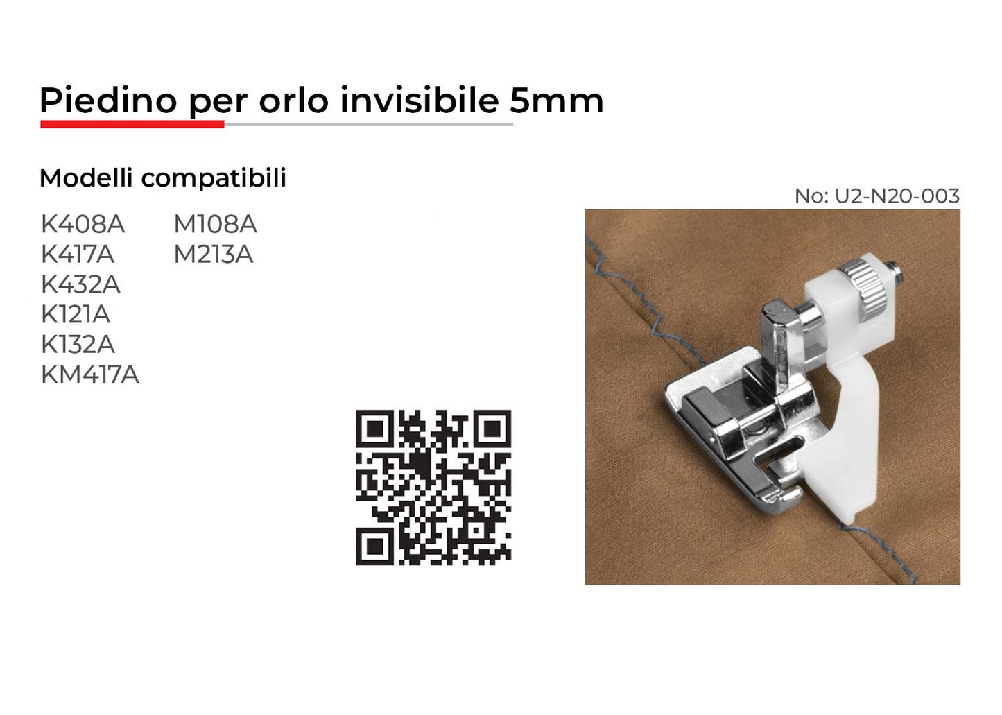 NECCHI PIEDINO PER ORLO INVISIBILE 5MM