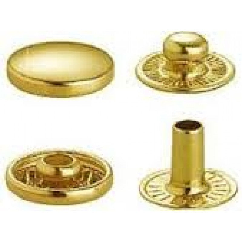 Bottoni a pressione 15mm - 10 Pezzi Bottone Automatico Oro Prym Anorak Art. 390314