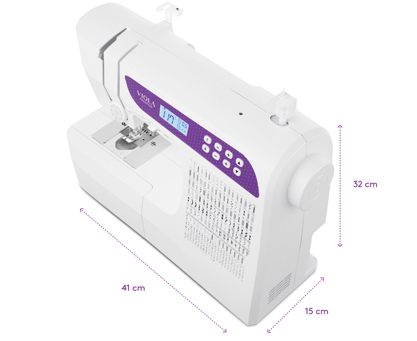 Viola Atelier E215 Macchina da cucire Elettronica con Tavolo Prolunga