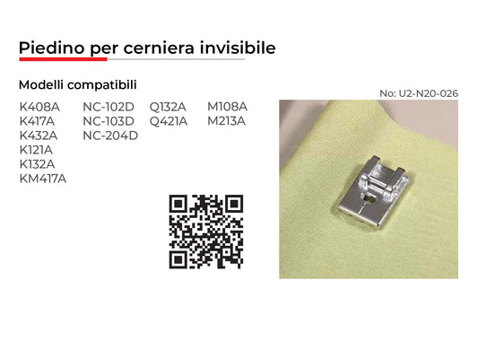 NECCHI PIEDINO PER CERNIERA INVISIBILE