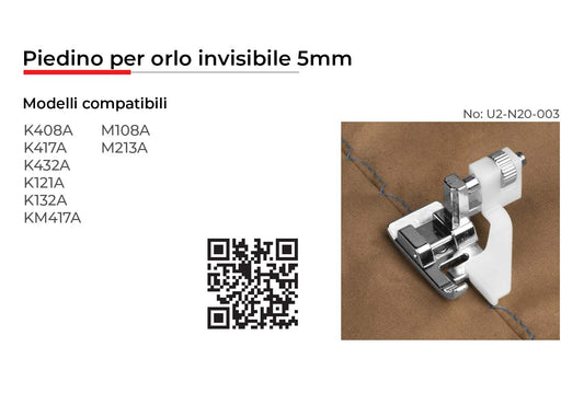 NECCHI PIEDINO PER ORLO INVISIBILE 5MM