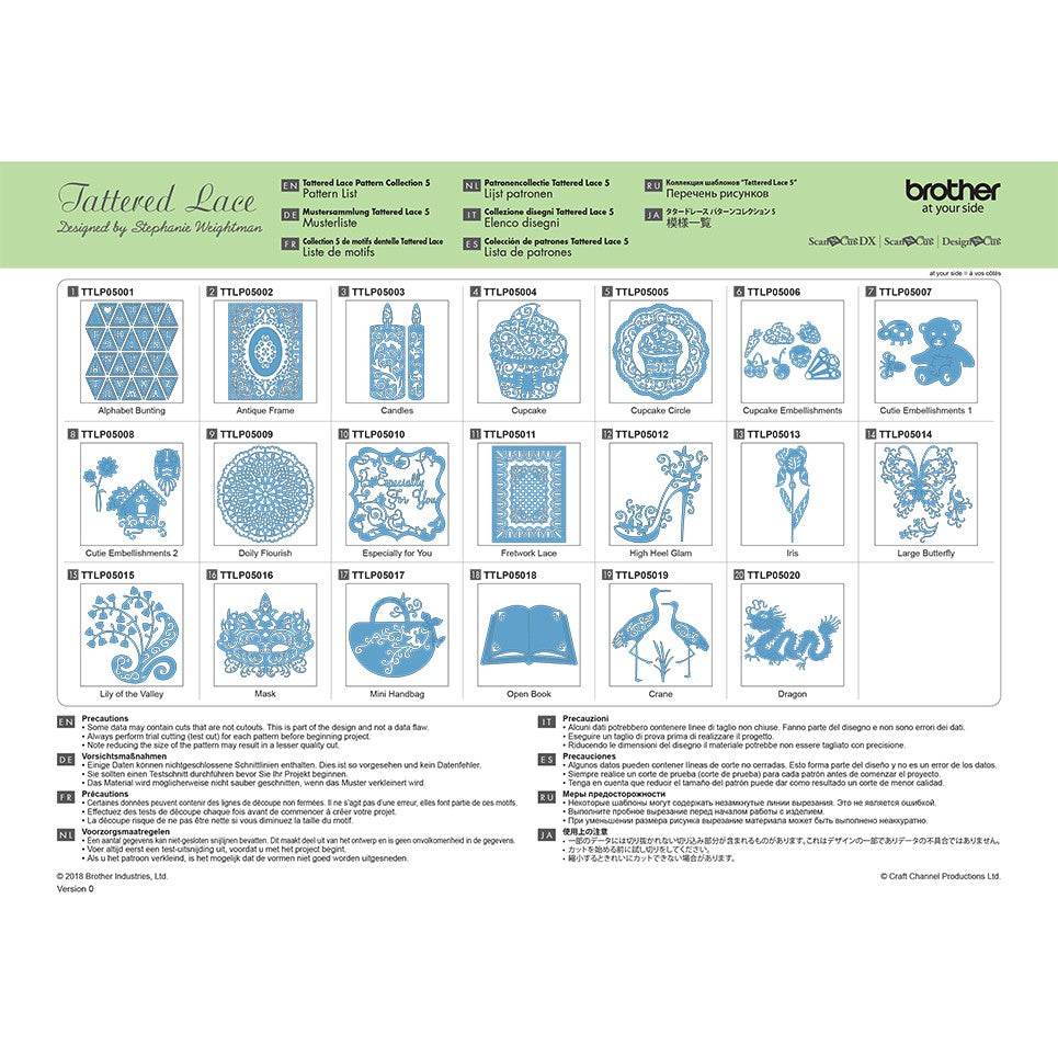 Collezione n.5 "Disegni tipici" Scheda Tattered lace