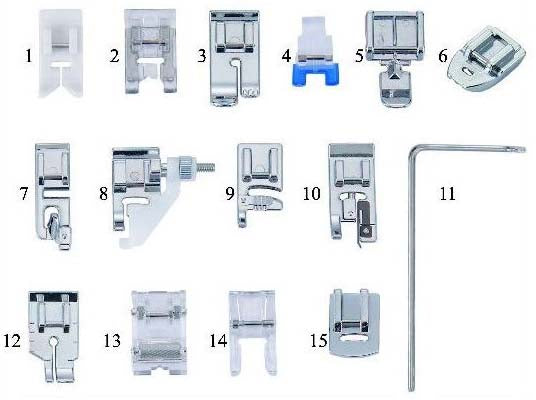 JUKI  KIT 14 PIEDINI + GUIDA RETTILINEA